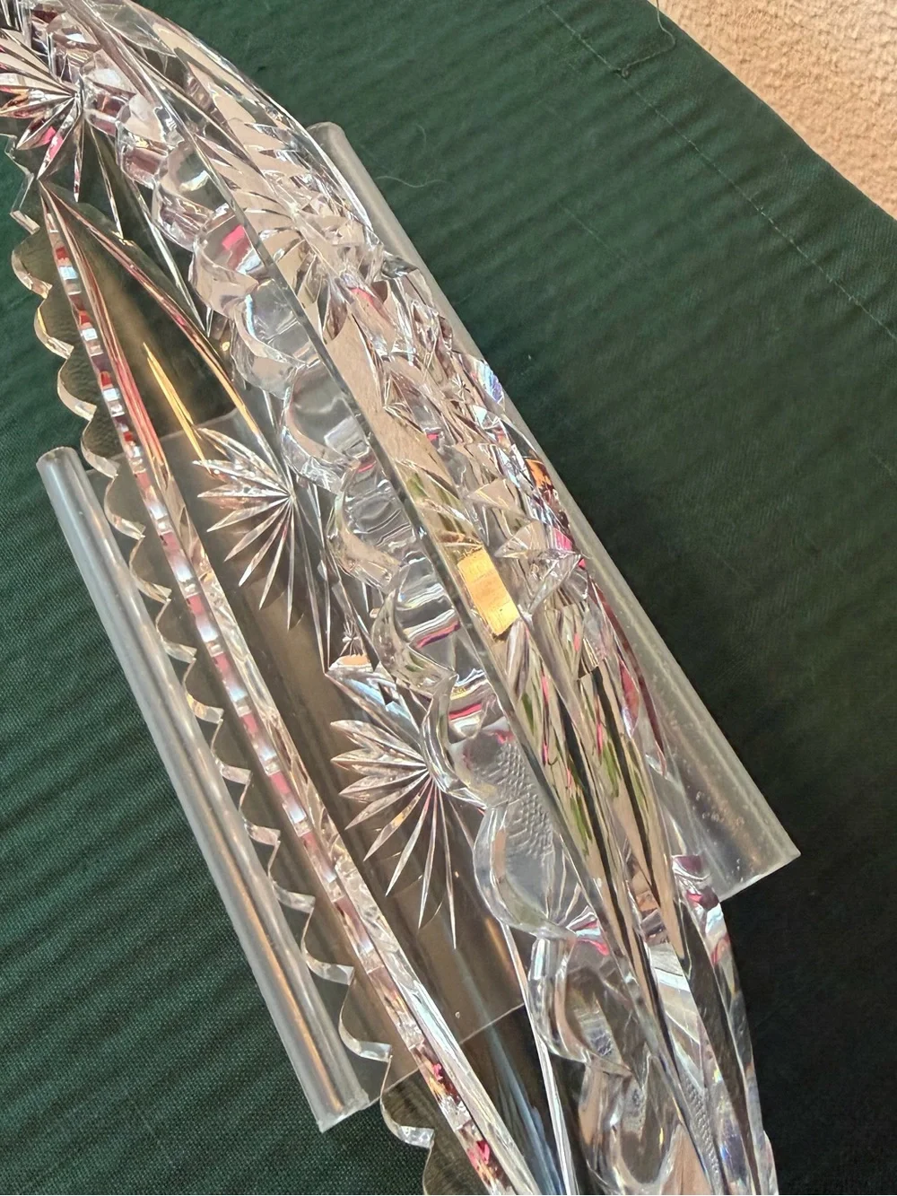Crystal cut glass oval dish, American Brilliant Period (ABP) 10.5 x 4.3 x 1.5 in